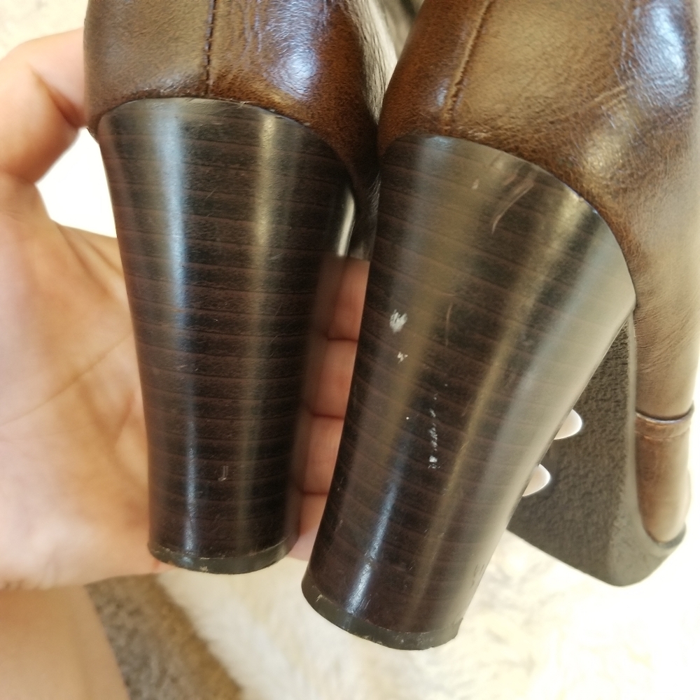 Host Pick💕Box-Tab Brown Mid/Low Rise Heeled Boots - Picture 7 of 12